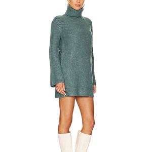 Steve Madden Green Abbie Mini Sweater Dress Turtleneck Bell Sleeves New Medium